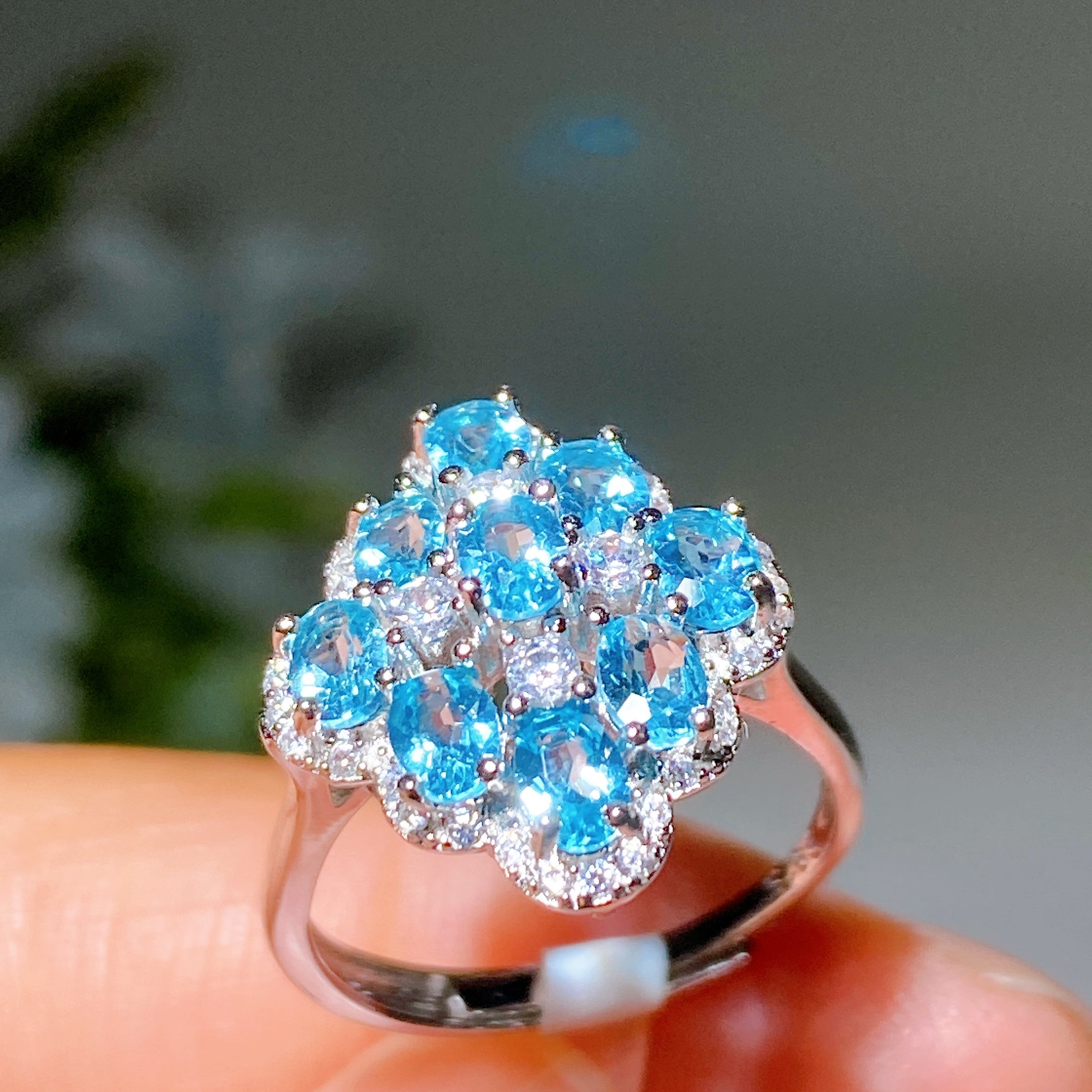 Adjustable S925 Crystal Healing Ring with Multi Gemstones
