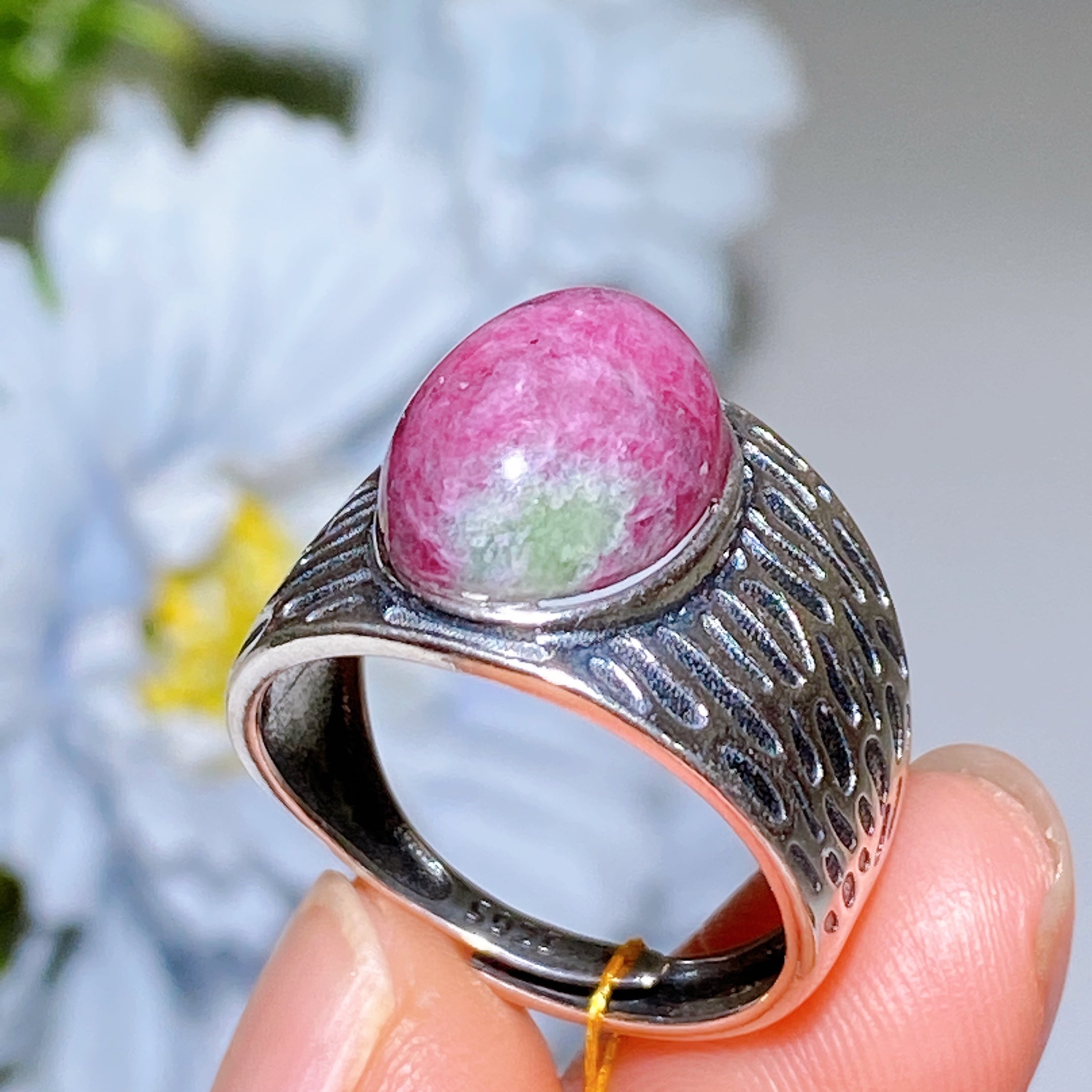 Adjustable S925 UV Reactive Ruby Healing Ring