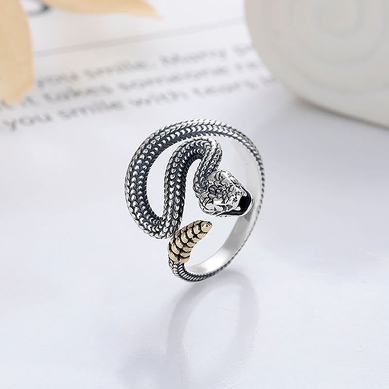 Adjustable Silver Snake Ring for Year of Snake