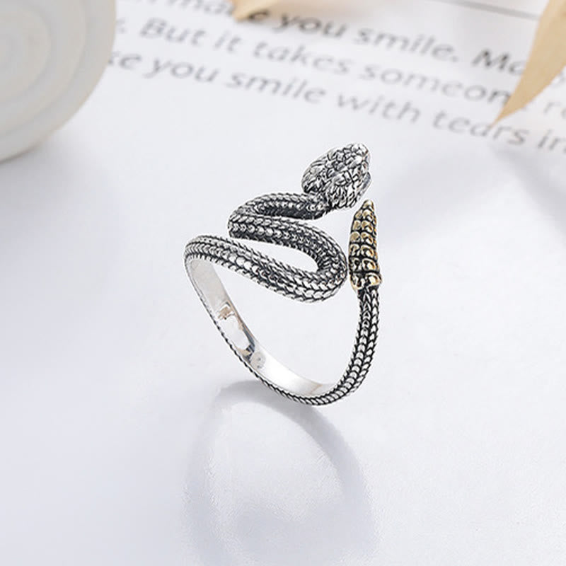 Adjustable Silver Snake Ring for Year of Snake
