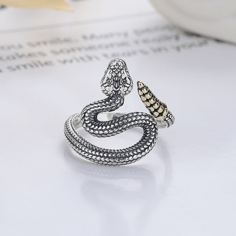 Adjustable Silver Snake Ring for Year of Snake