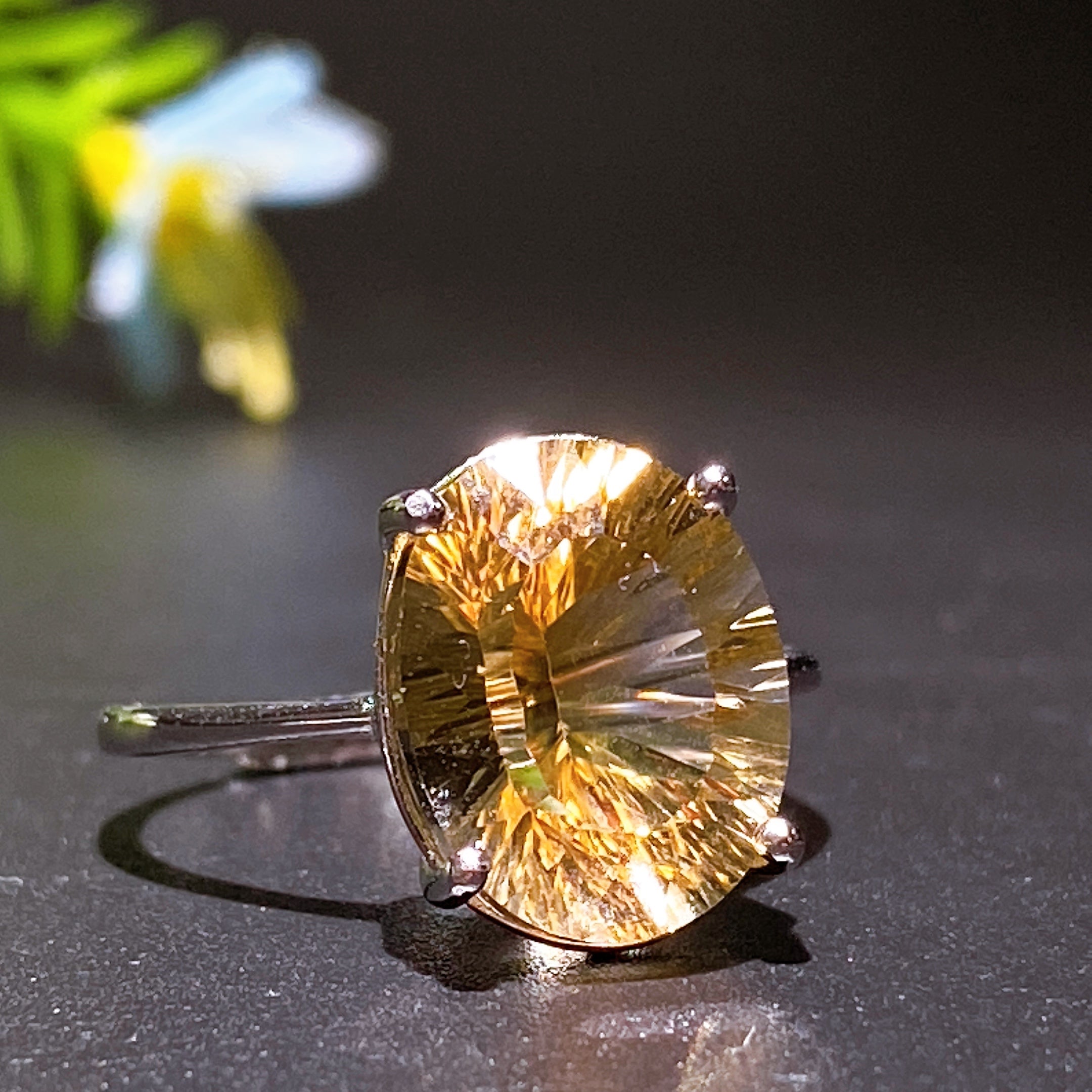 Adjustable Sterling Silver Citrine Healing Ring