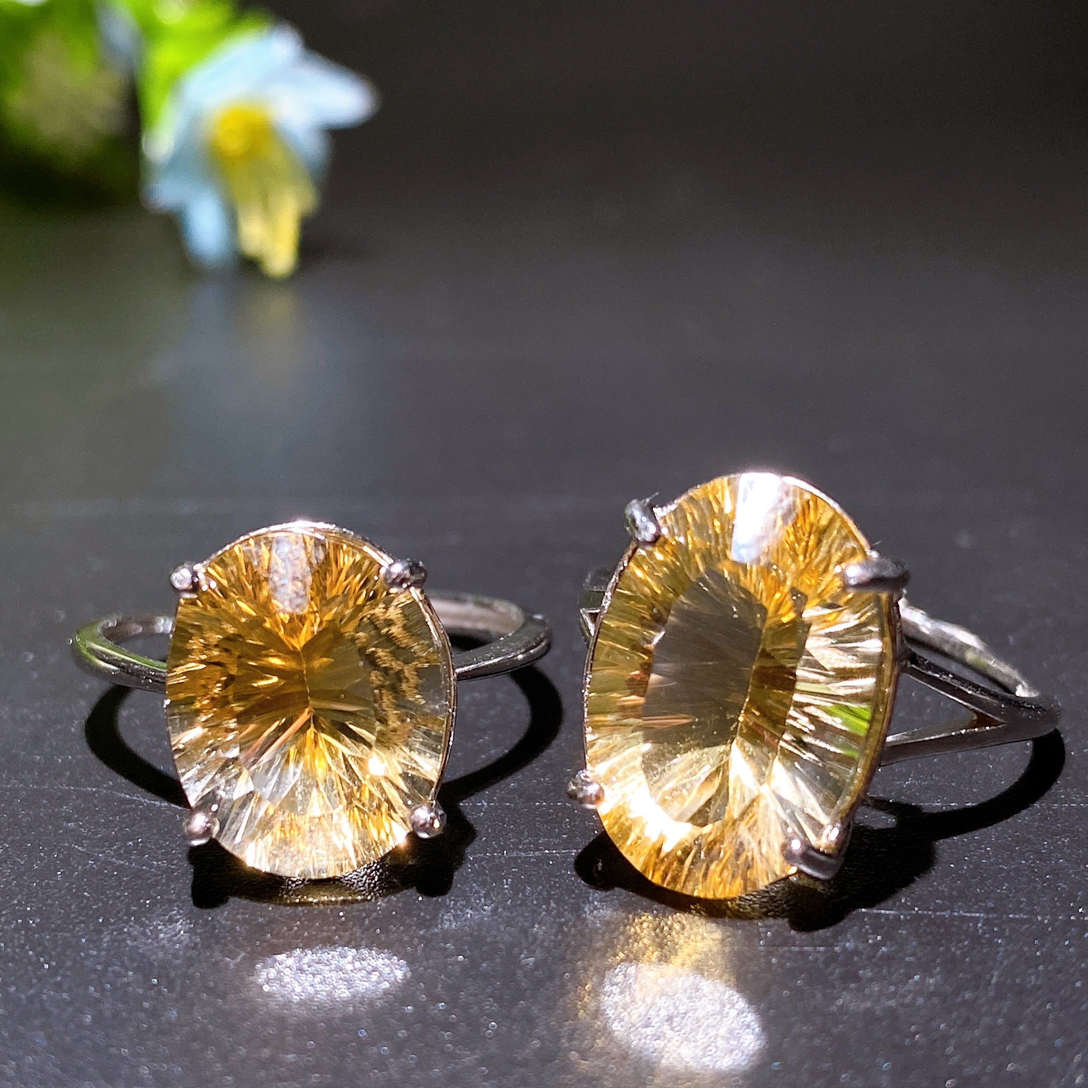 Adjustable Sterling Silver Citrine Healing Ring