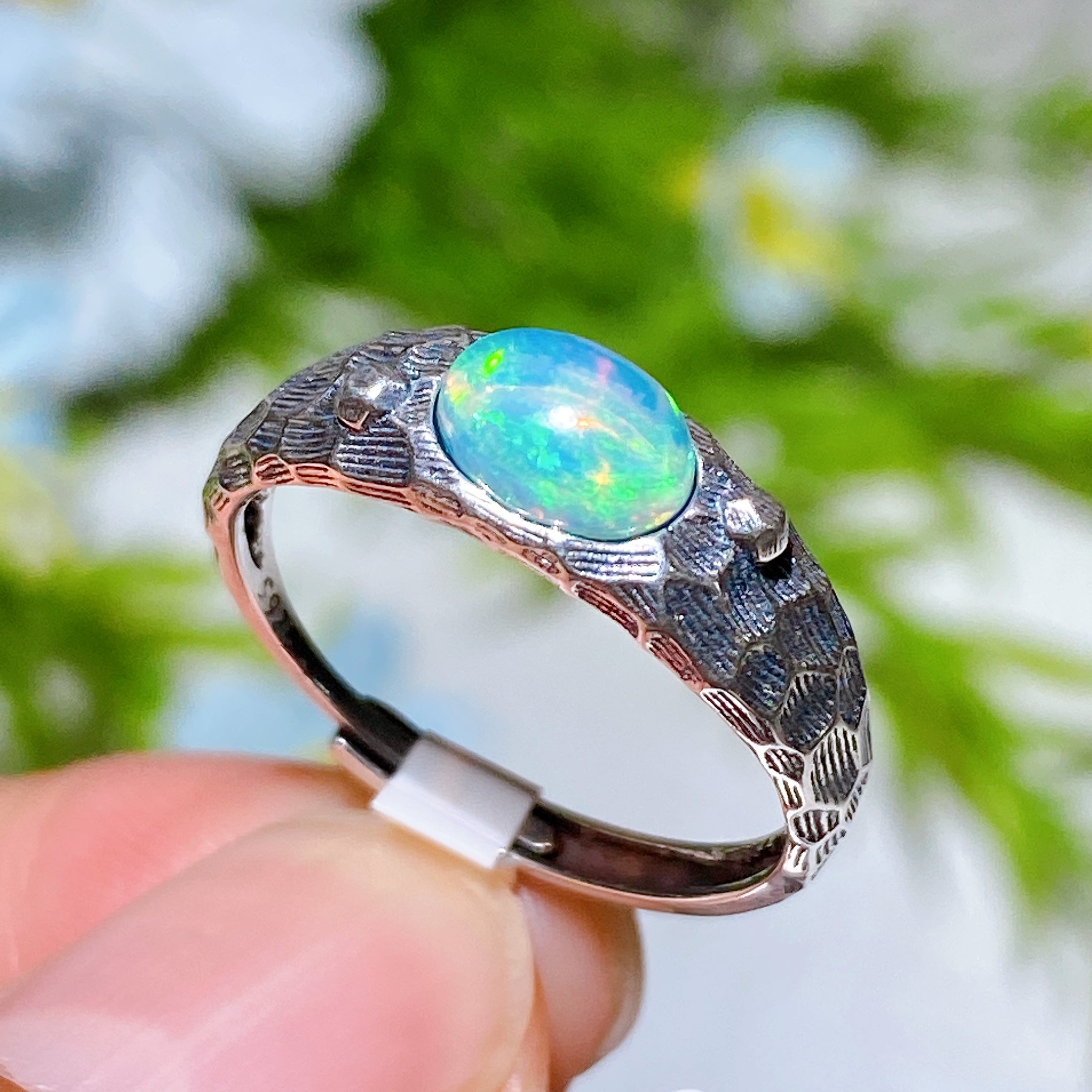 Adjustable Sterling Silver Natural Opal Spiritual Healing Ring