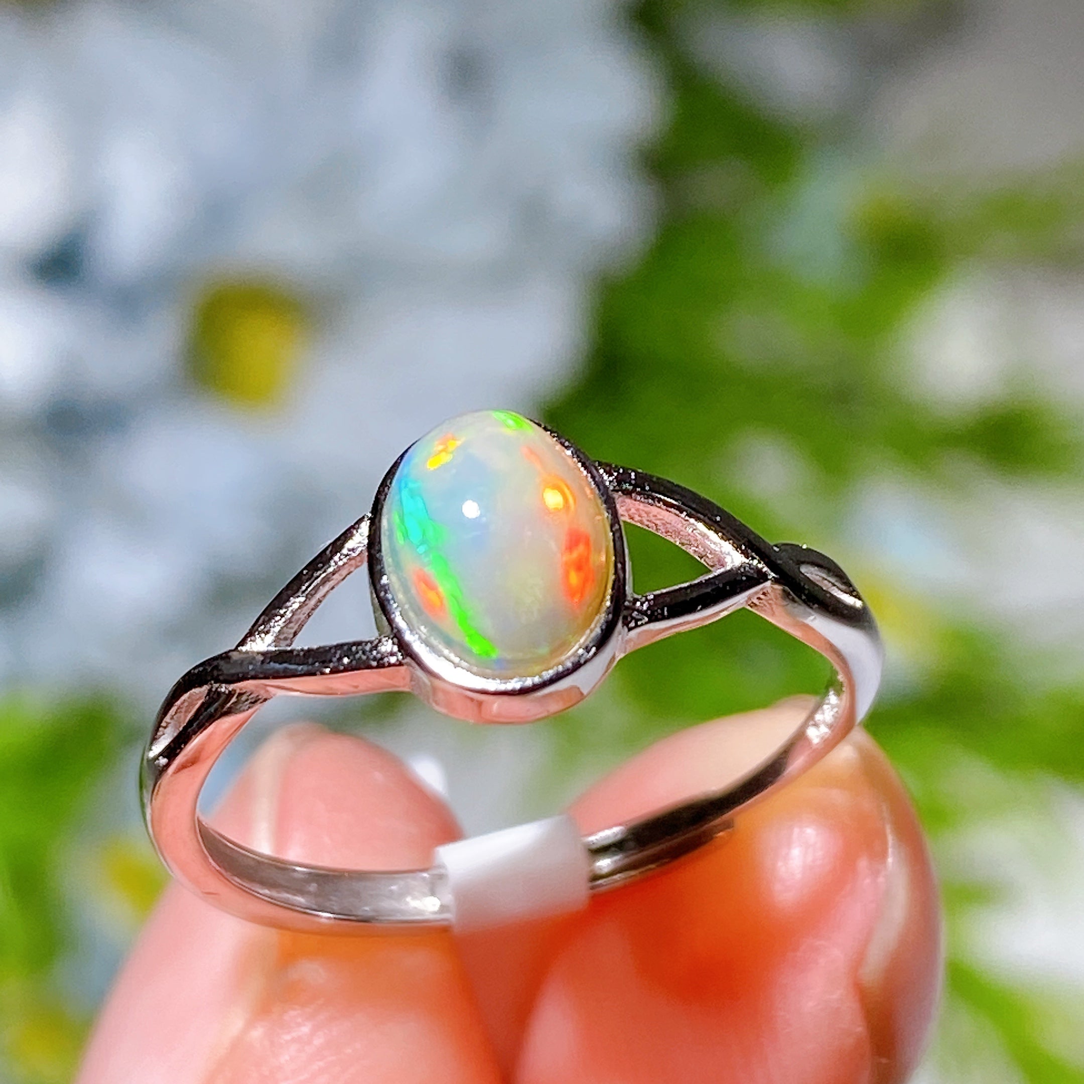 Adjustable Sterling Silver Natural Opal Spiritual Healing Ring