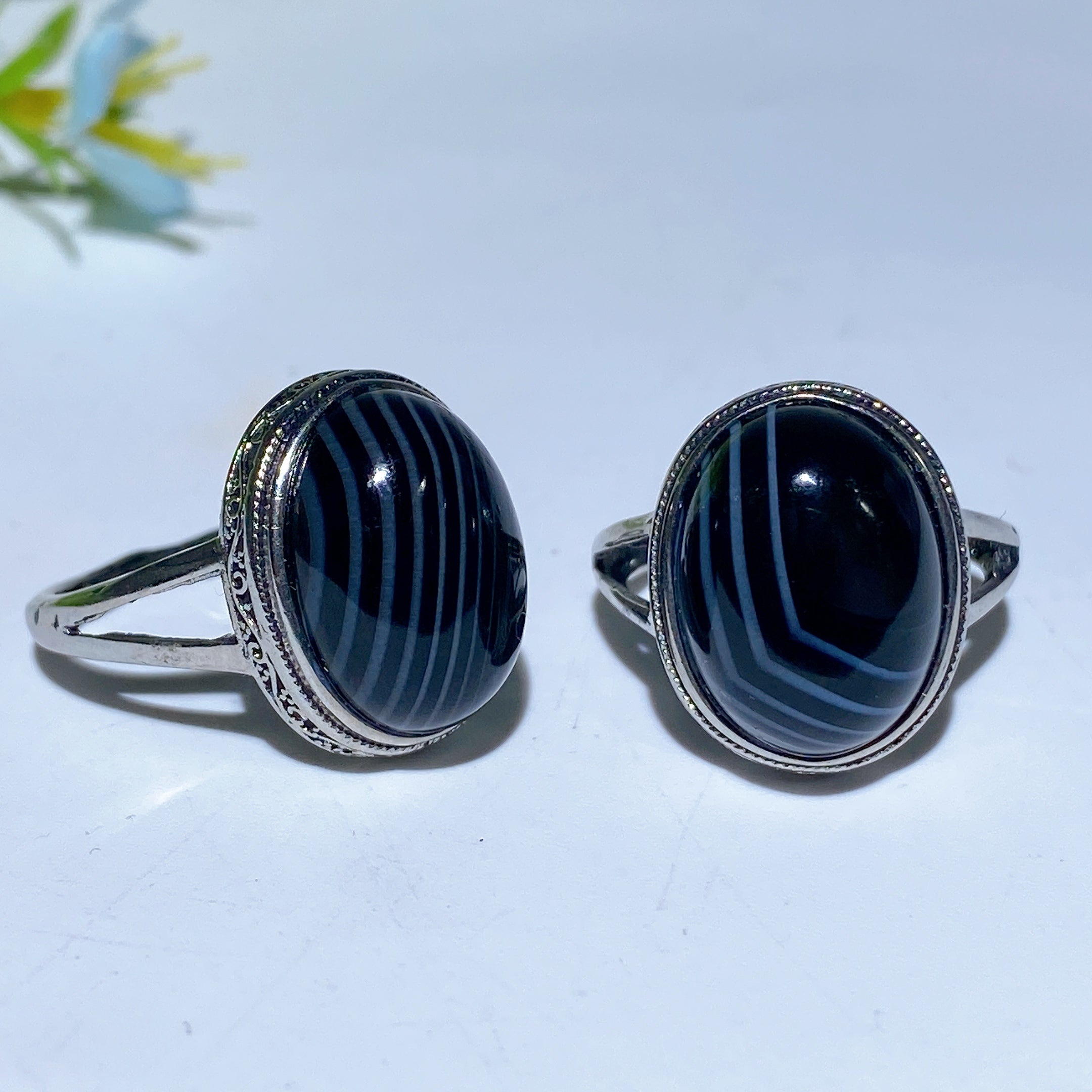 Adjustable White Copper Healing Crystal Rings 16-20mm