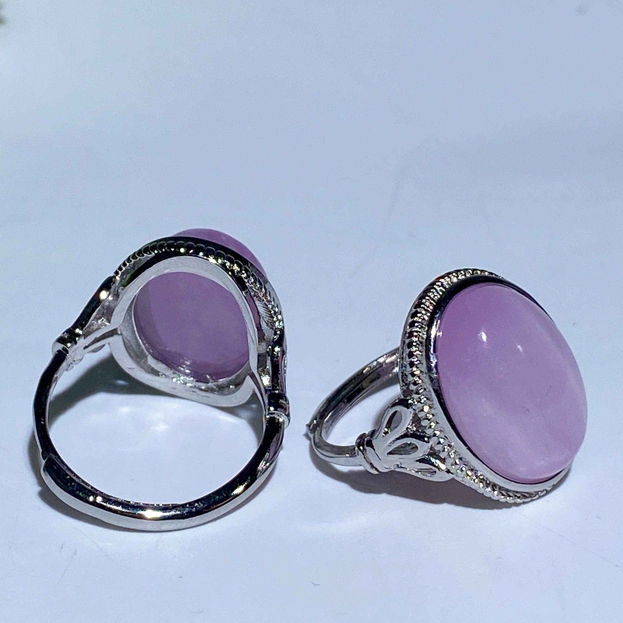 Adjustable White Copper Healing Crystal Rings 16-20mm