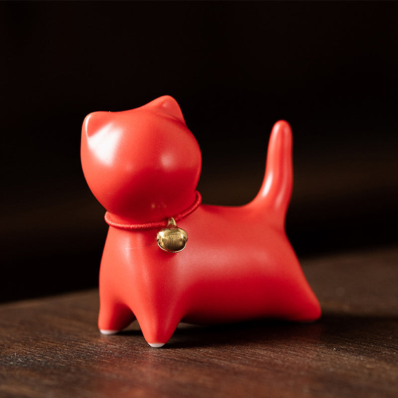 Mini Ceramic Cat Tea Pet | Sitting & Standing Figurine 5cm