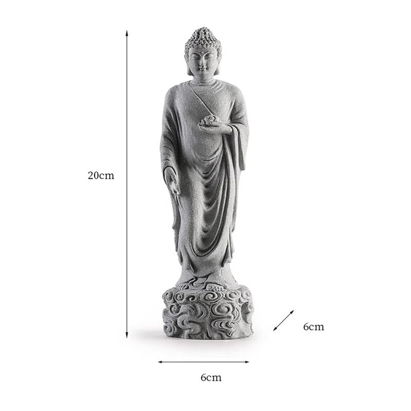 Meditation Buddha Statue Sandstone 6x6x20cm for Serenity Home