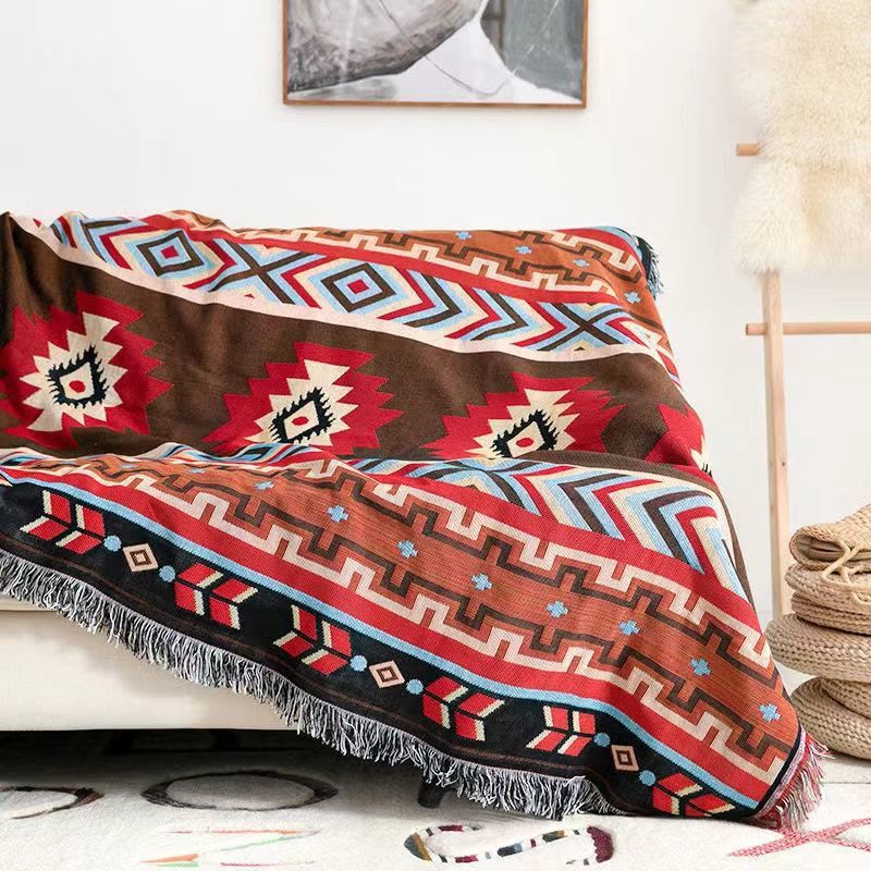 Geometric Tibetan Blanket 90x180cm Warm Comfortable Throw