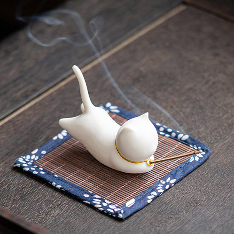 Ceramic Cat Panda Incense Burner | Blessing Decoration