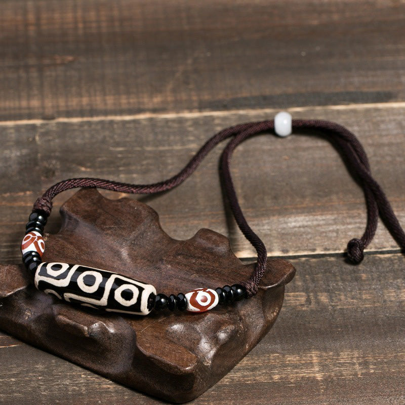 Unisex Nine-Eye Dzi Bead Necklace | Agate Protection