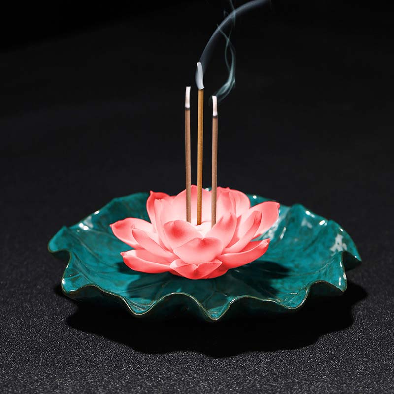 Tibetan Lotus Ceramic Incense Burner | Blessing Decor