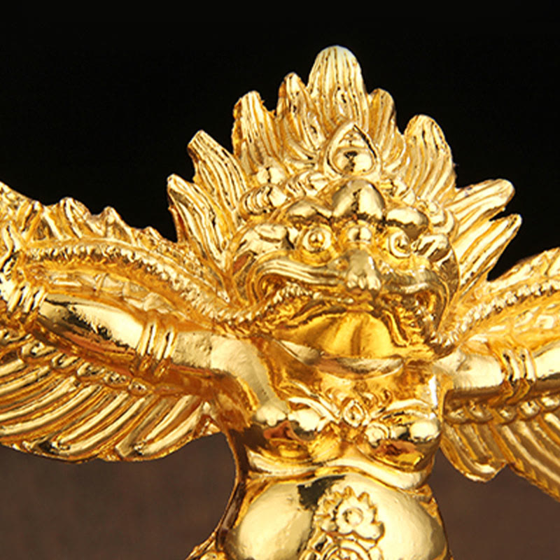 Gold Garuda Bird Zinc Alloy Protection Spiritual Statue 12.5cm