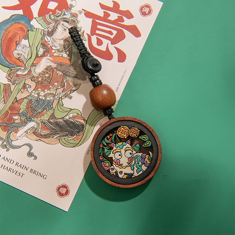 Rosewood Dragon Zodiac Key Chain for Calm & Protection