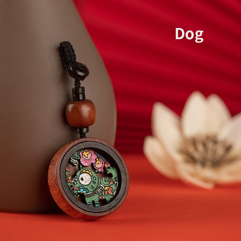 Year Of The Dragon Rosewood Zodiac Key Chain