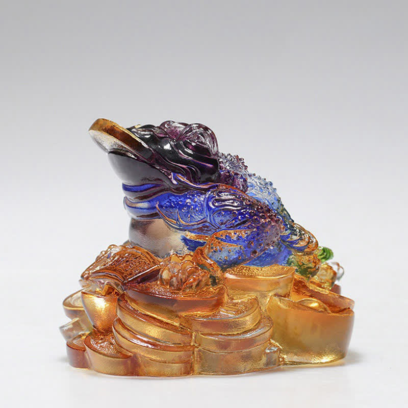 Liuli Crystal Feng Shui Frog Sculpture 11cm Prosperity Art