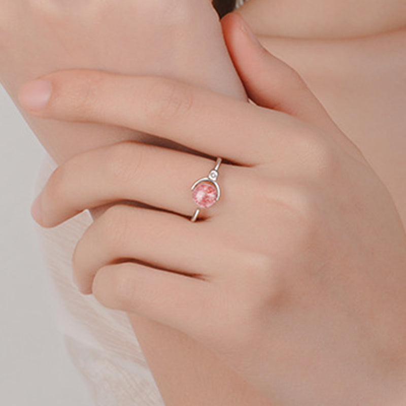 6mm Pink Crystal Soothing Ring Promoting Self-Love