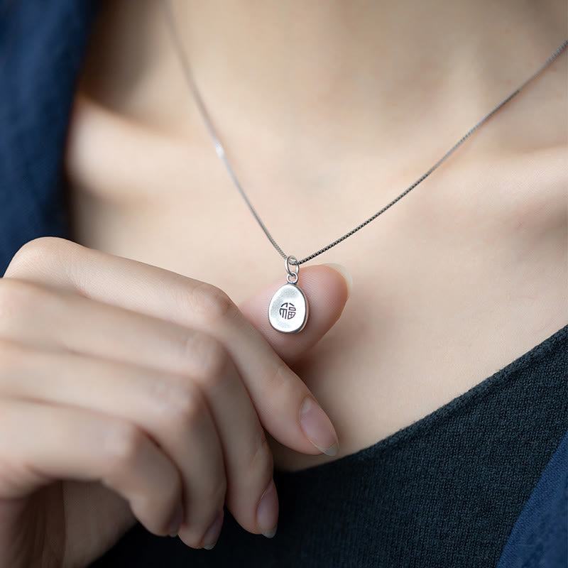 999 Sterling Silver Spiritual Necklace with Peace Joy Fu Charm