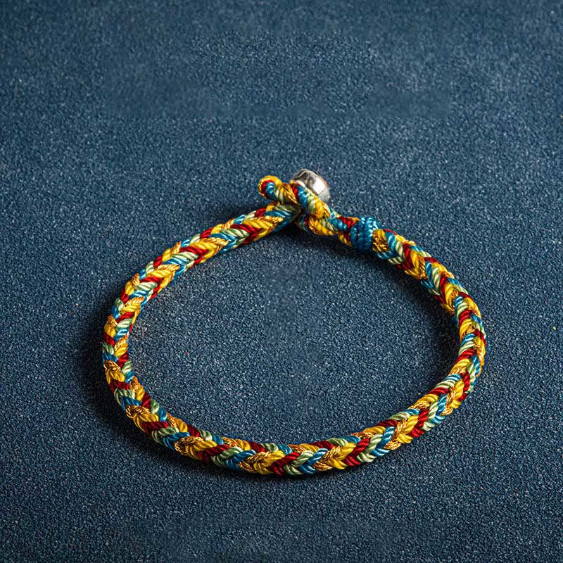 Multicolored Red String Protection Bracelet with Silver Charm