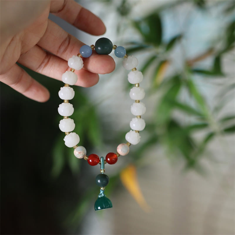 Bodhi Seed Lotus Bead Bracelet for Peace and Harmony