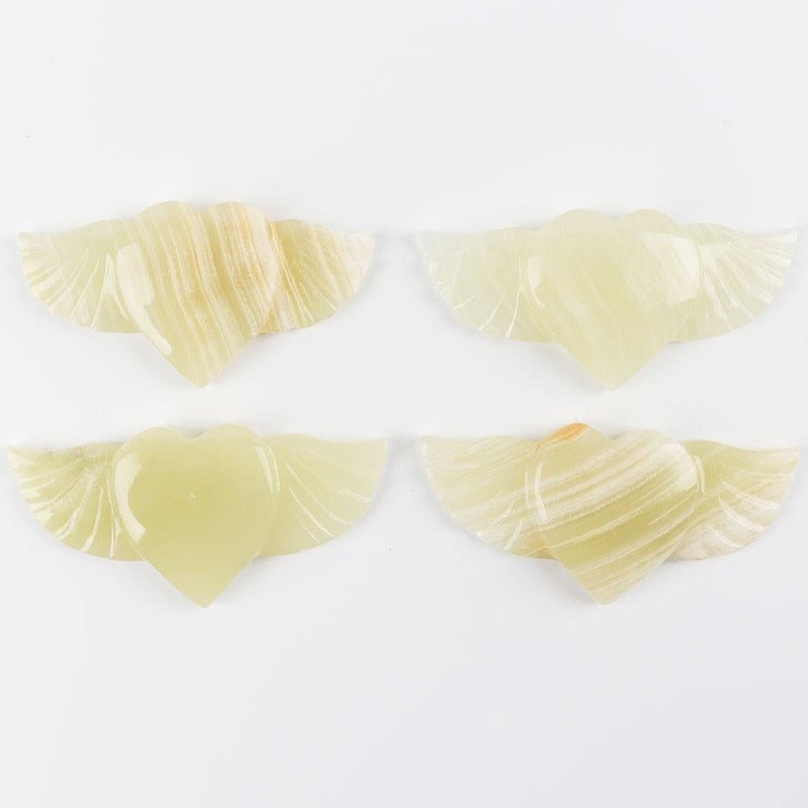 Afghan Jade Crystal Heart with Wings Carving 14.5cm