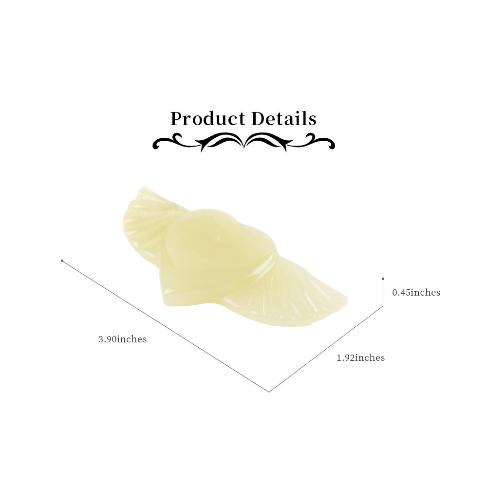 Afghan Jade Crystal Heart with Wings Carving 14.5cm