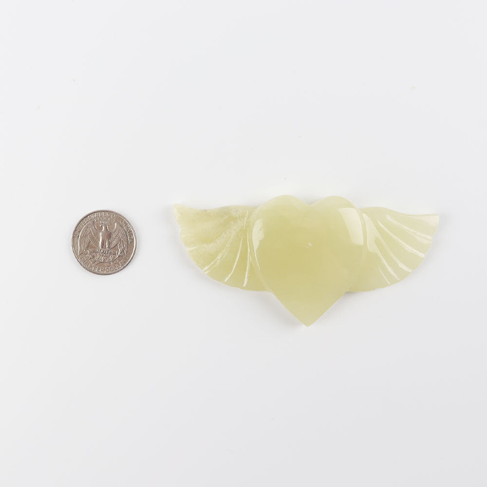 Afghan Jade Crystal Heart with Wings Carving 14.5cm