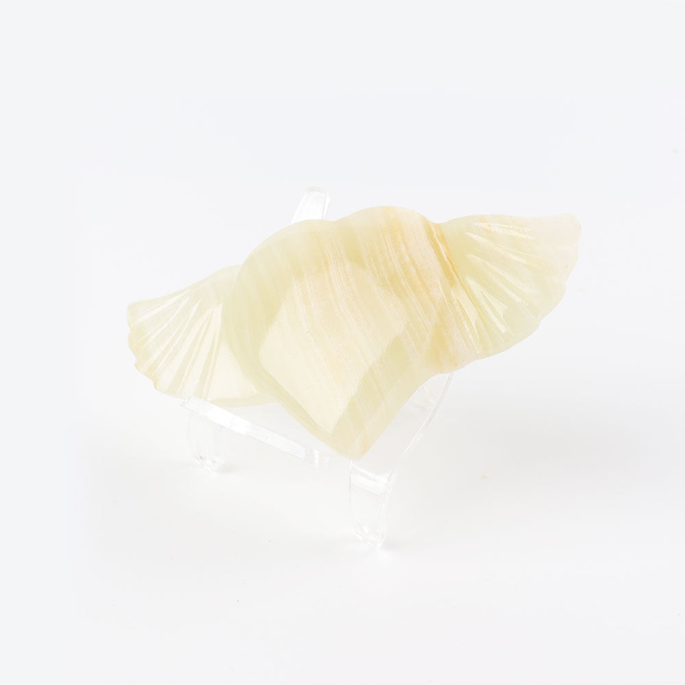 Afghan Jade Crystal Heart with Wings Carving 14.5cm