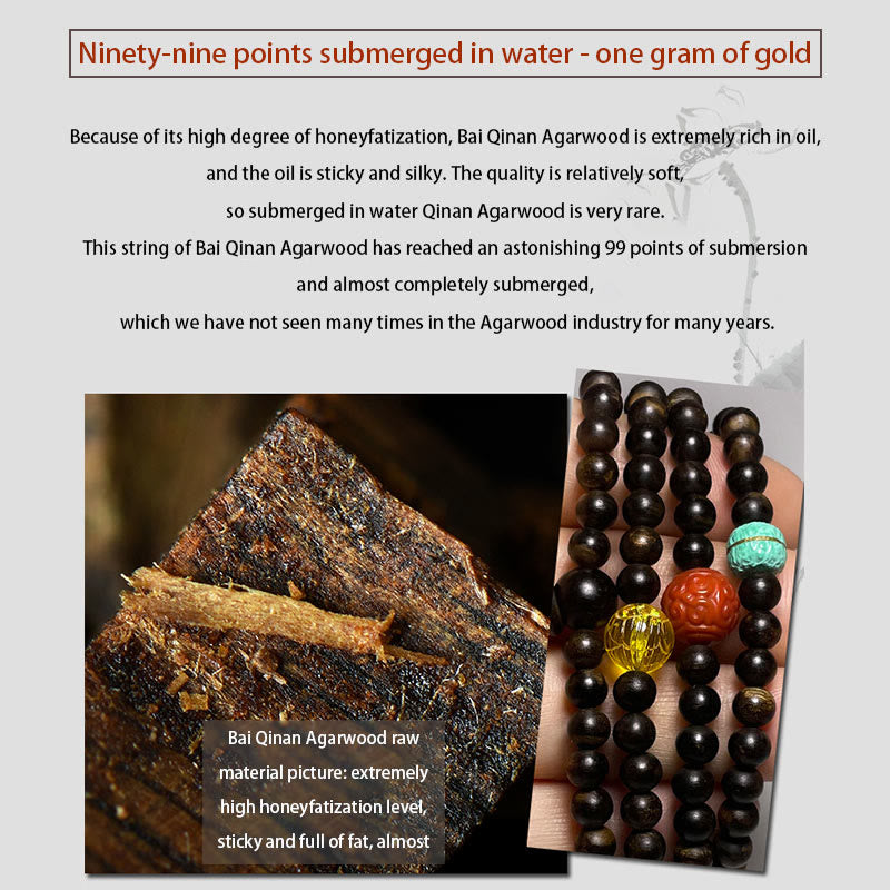 Agarwood Bracelet with Turquoise Amber & Red Agate for Strength