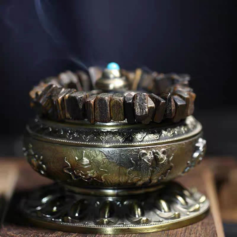 Agarwood Strength Bracelet with 12mm Square Beads | Healing Sounds