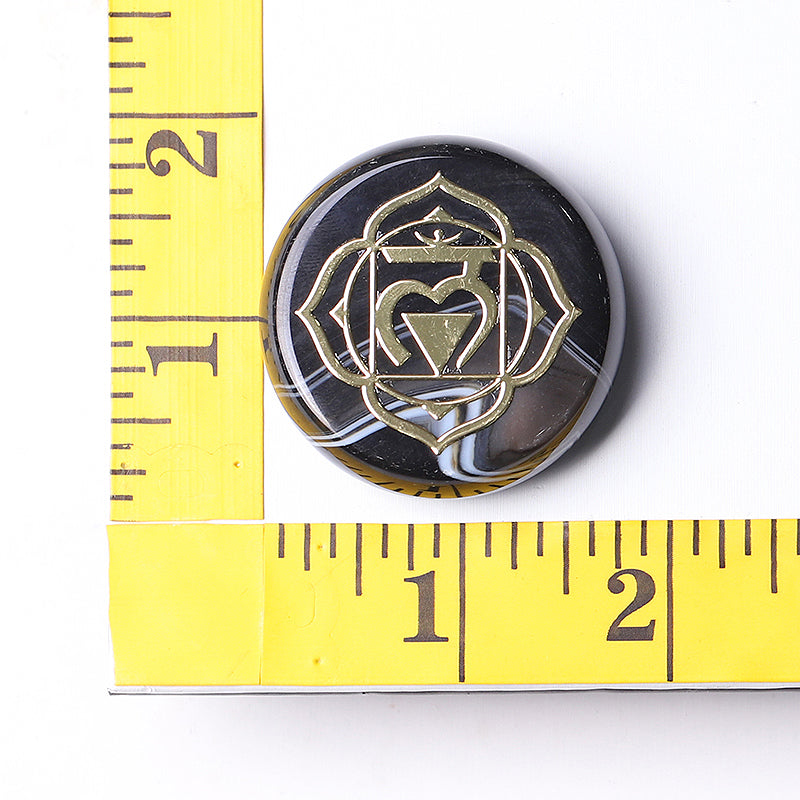 Agate Chakra Printed Rune Palm Stones Set 1.76 Inch