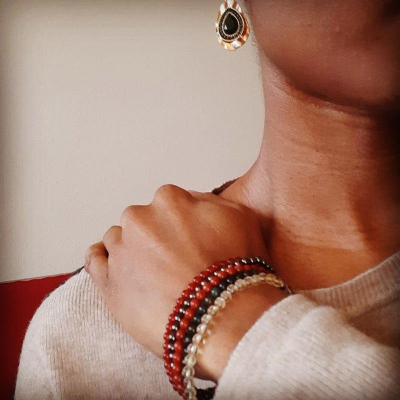 Agate Bracelet Set - 5pcs Handmade Jewelry