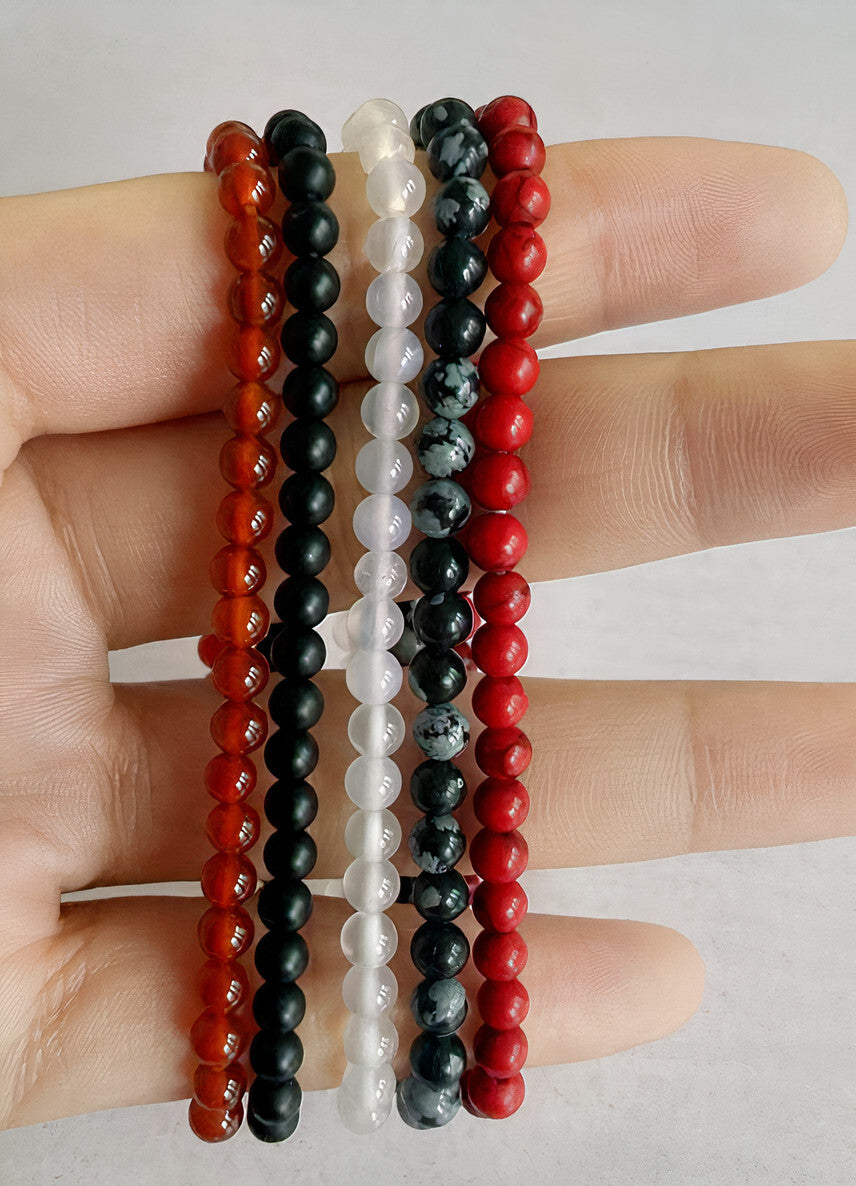 Agate Bracelet Set - 5pcs Handmade Jewelry
