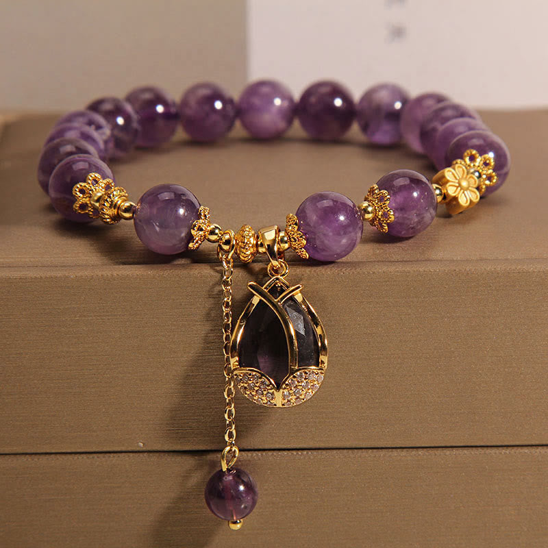 Amethyst 8mm Bead Healing Balance Crystal Bracelet for Peace