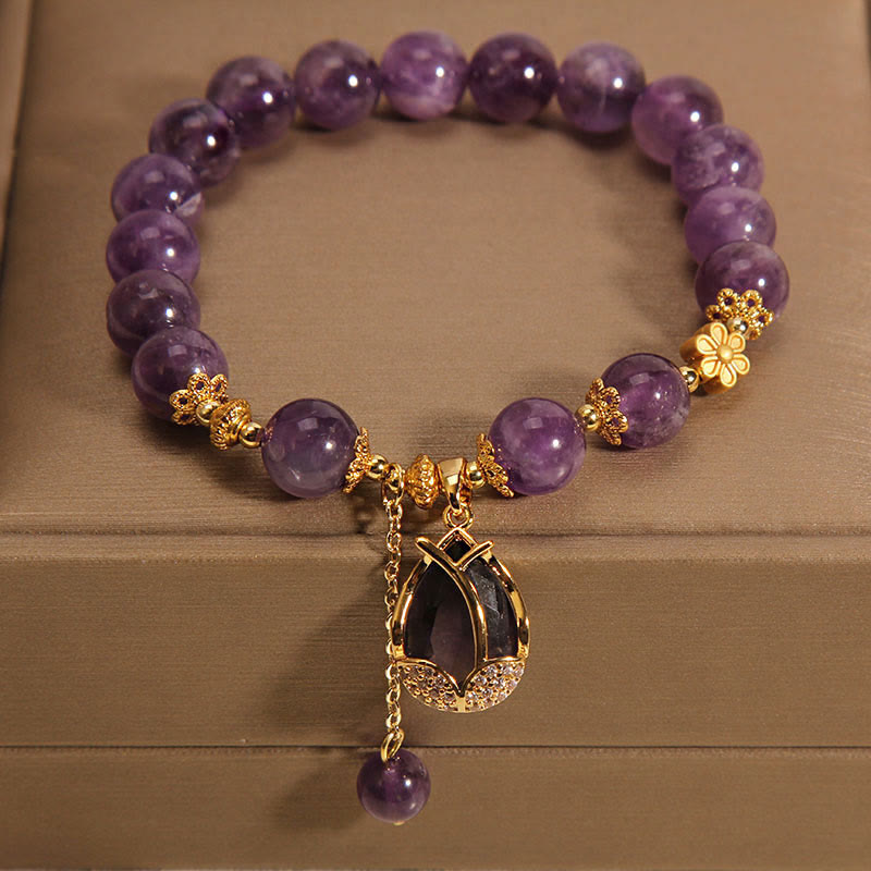 Amethyst 8mm Bead Healing Balance Crystal Bracelet for Peace