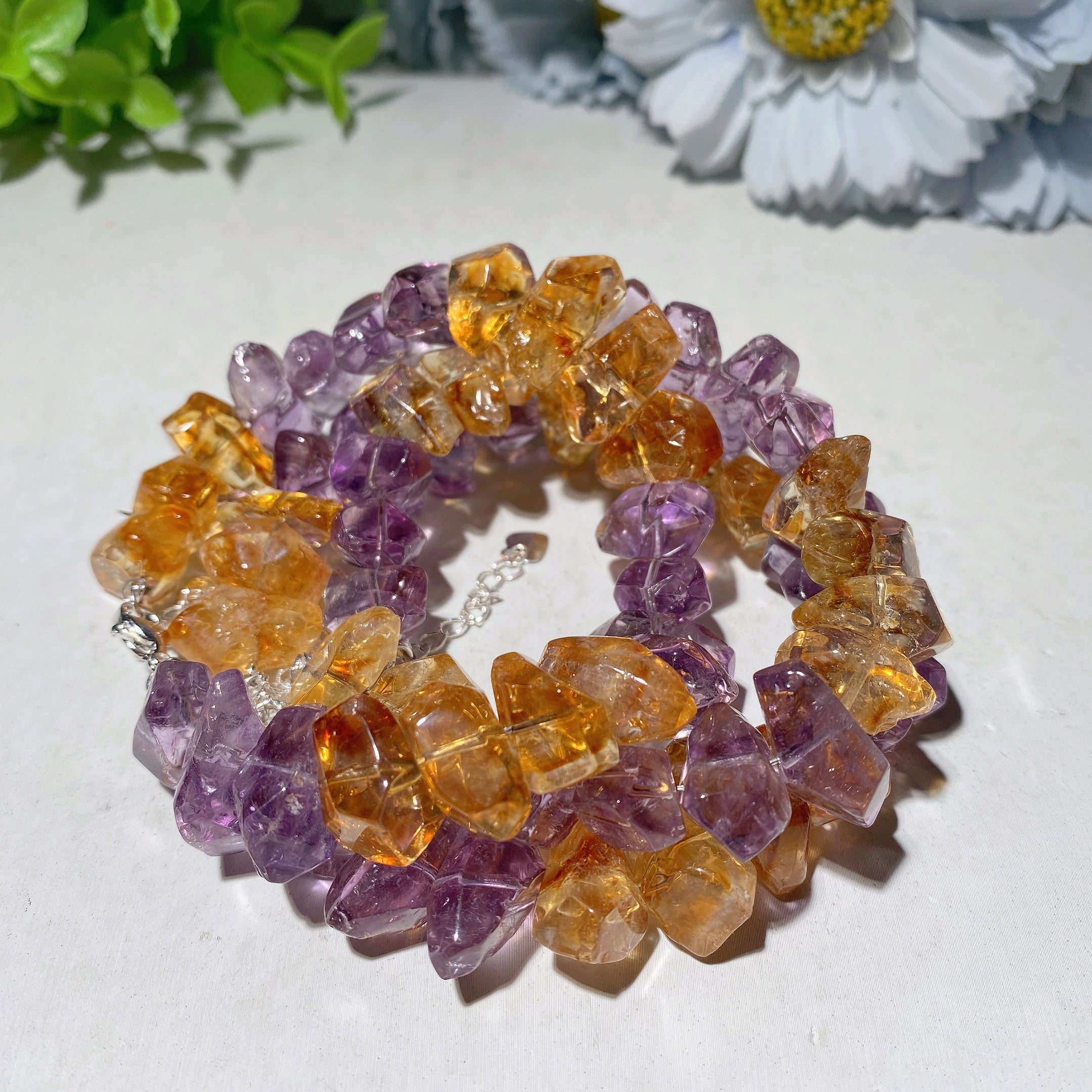 Amethyst Citrine Chips Healing Bracelet for Spiritual Protection