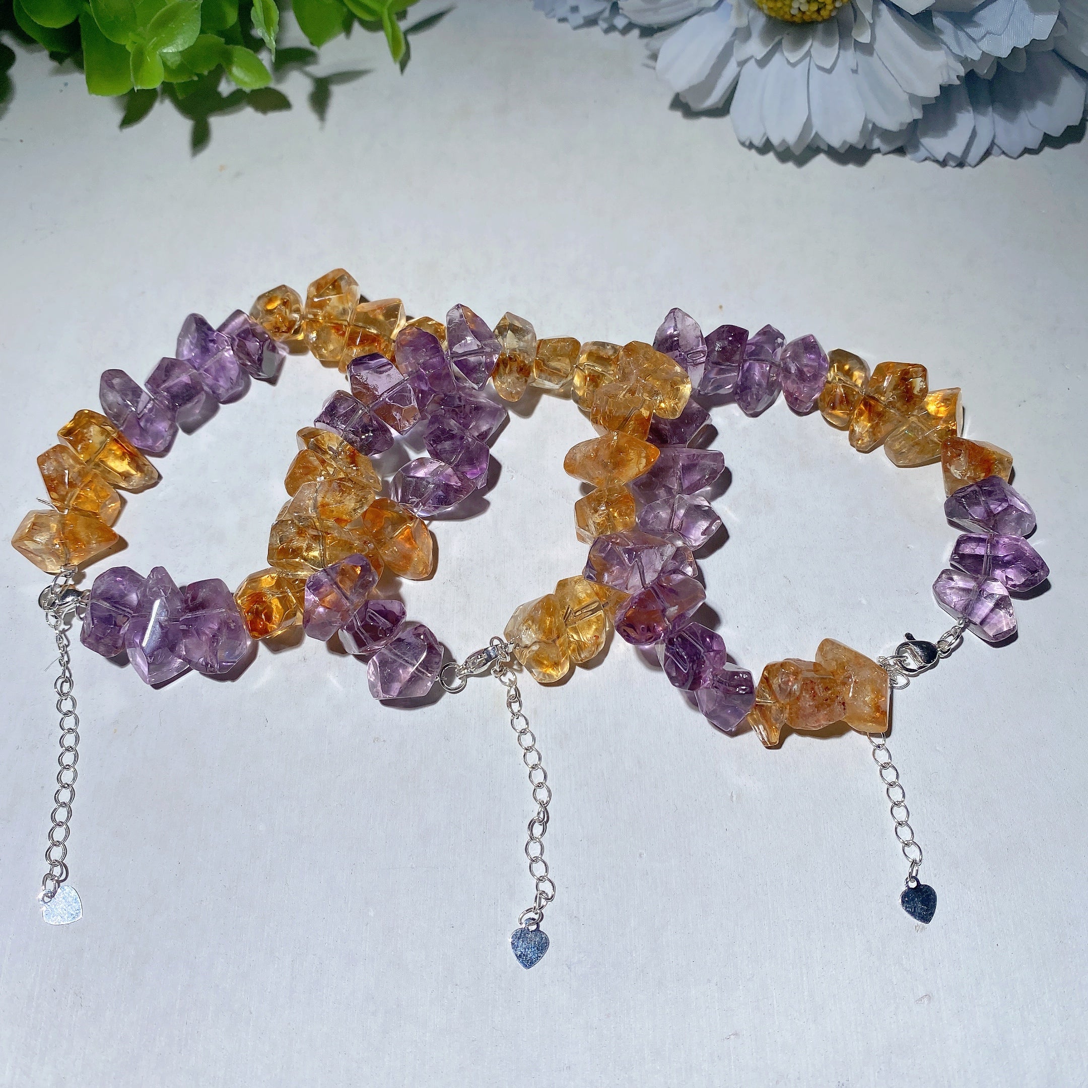 Amethyst Citrine Chips Healing Bracelet for Spiritual Protection