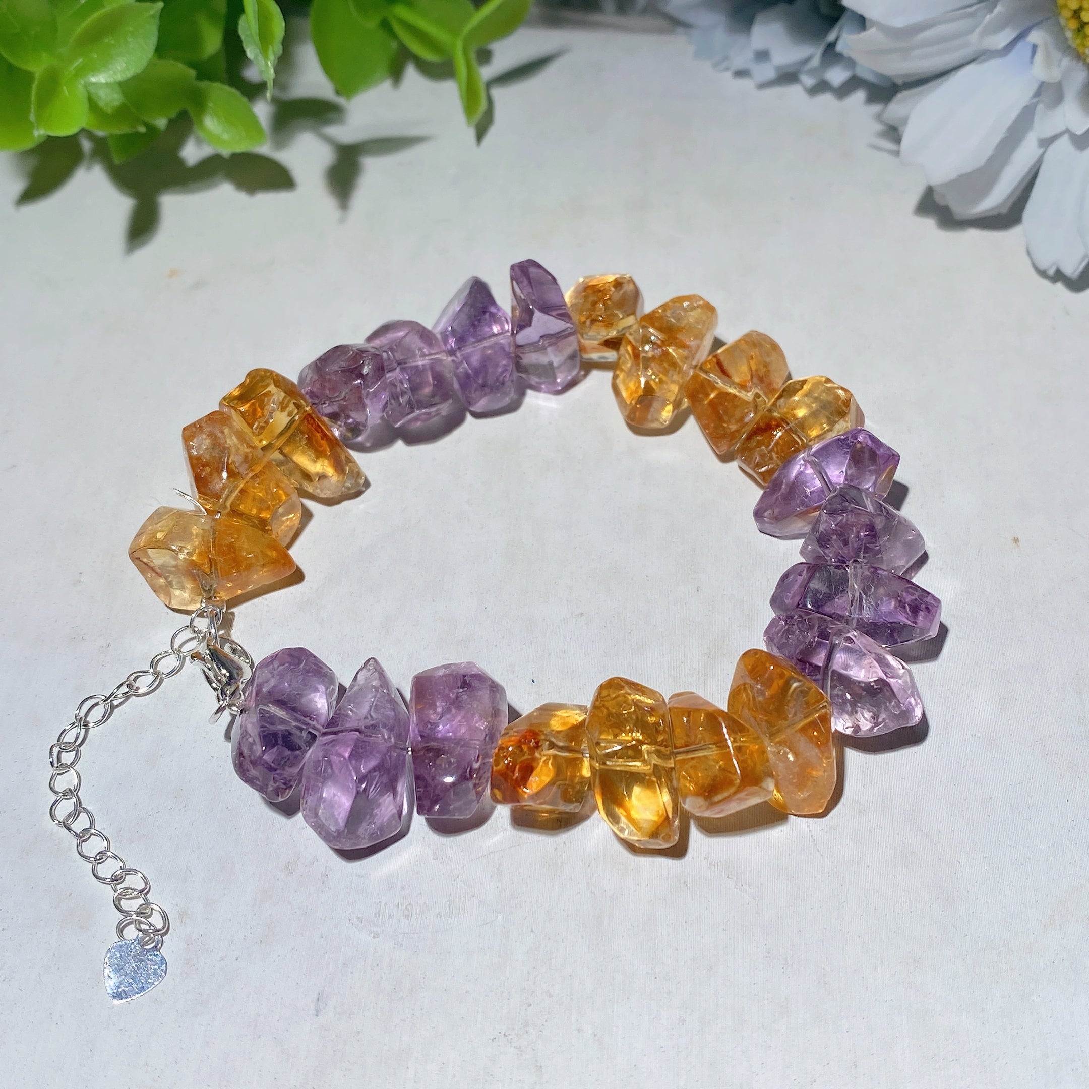 Amethyst Citrine Chips Healing Bracelet for Spiritual Protection