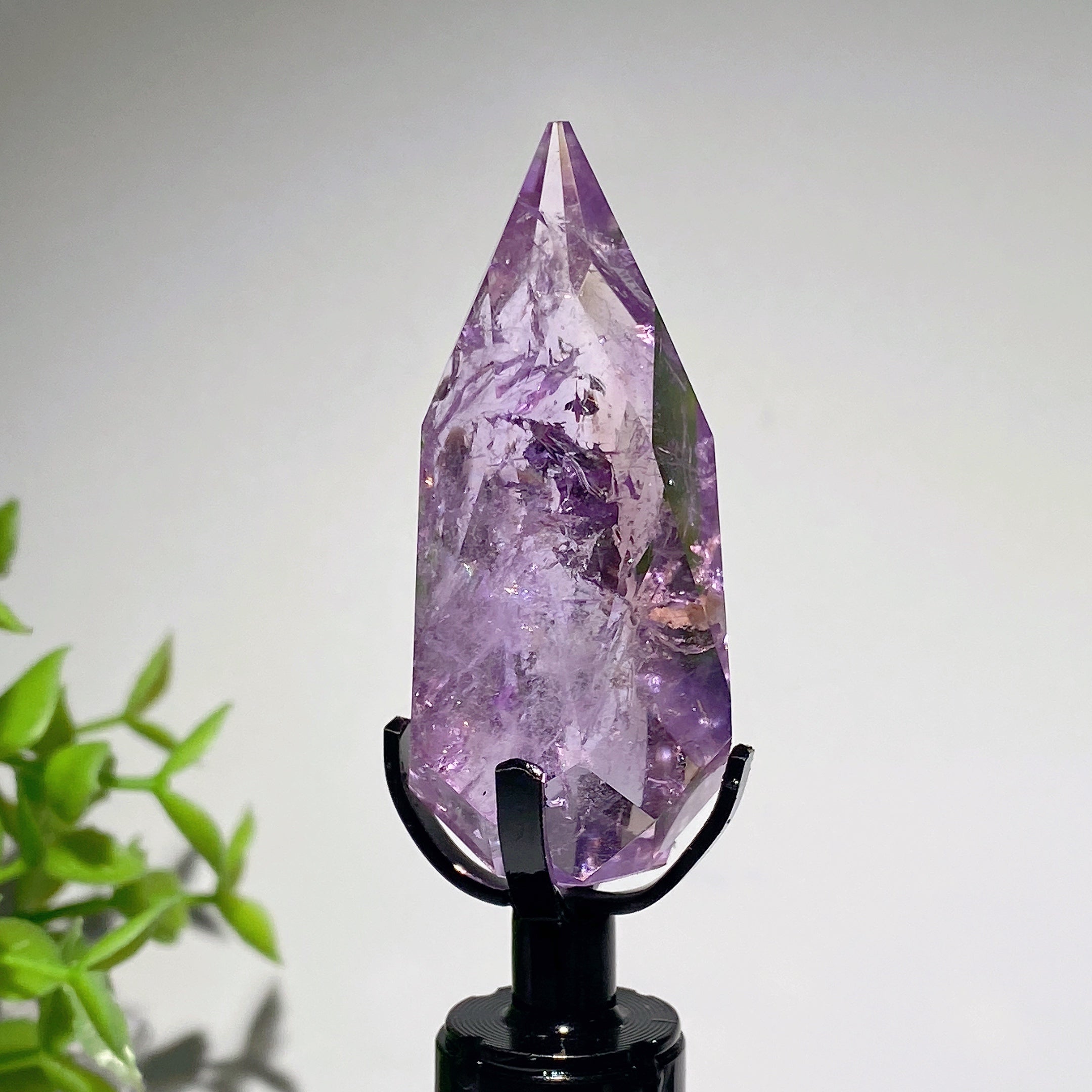 Amethyst Clear Quartz Polyhedron Crystal with Stand 13-17cm