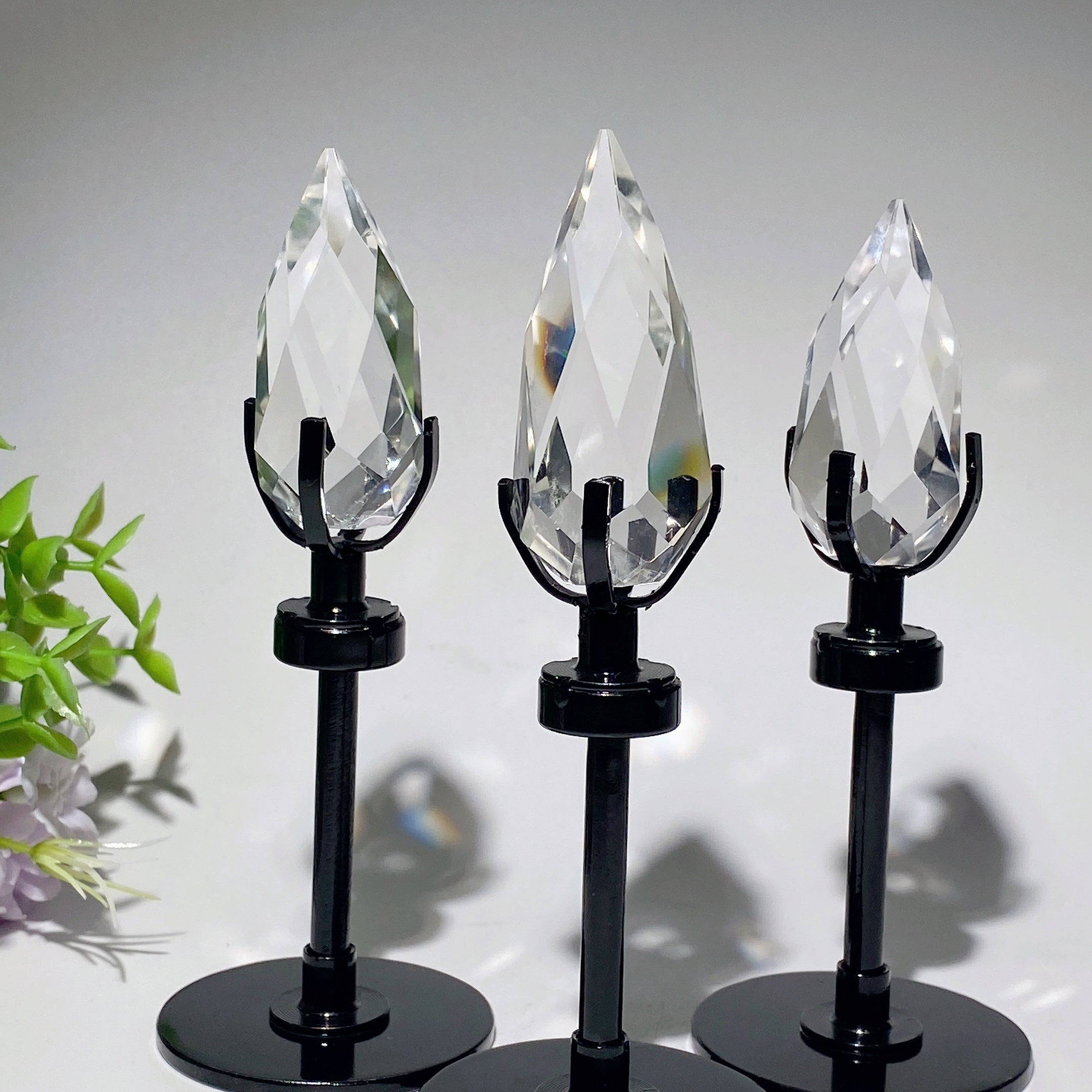 Amethyst Clear Quartz Polyhedron Crystal with Stand 13-17cm