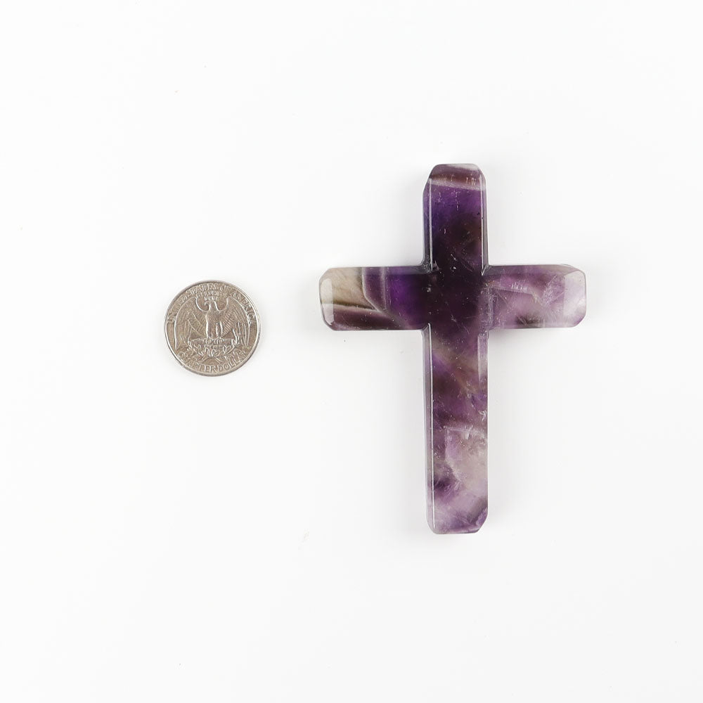 Amethyst Cross Crystal Figurine 3.57 inch Healing Carving