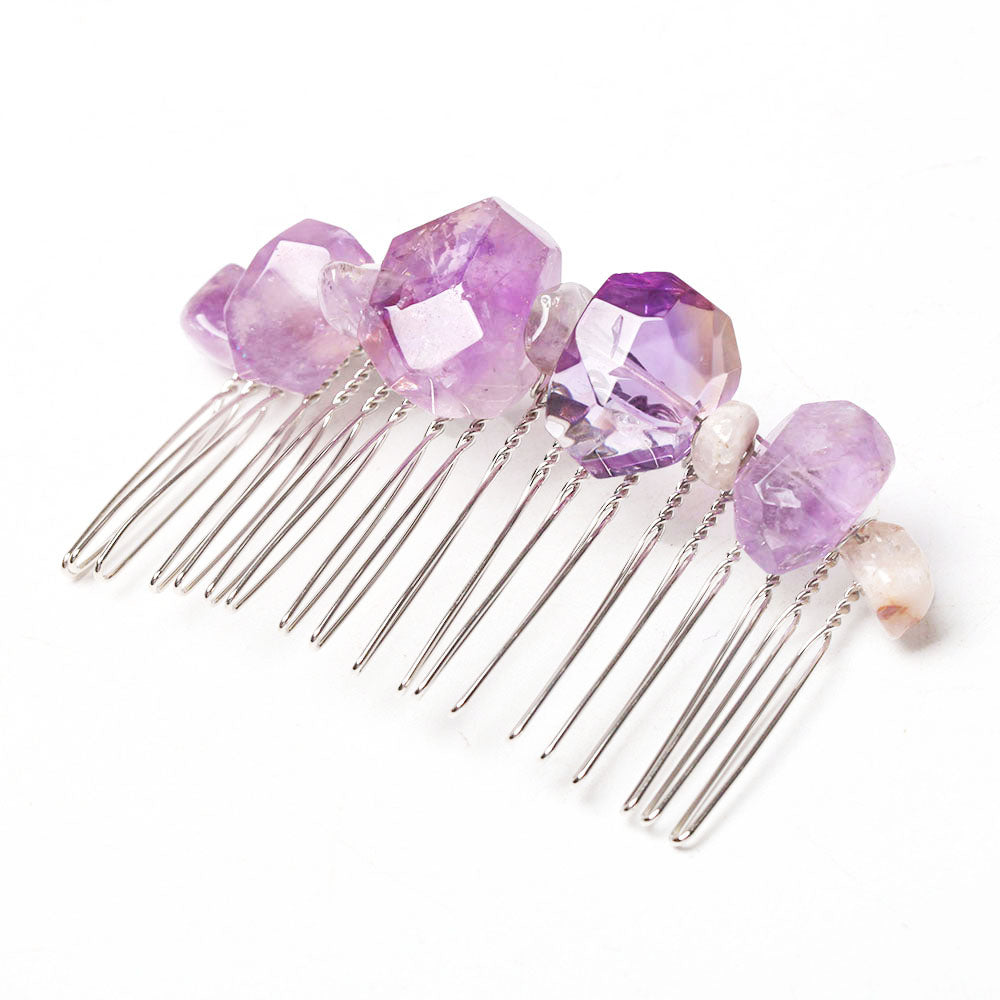 Amethyst Crystal Crown Comb 3in for Chakra Healing
