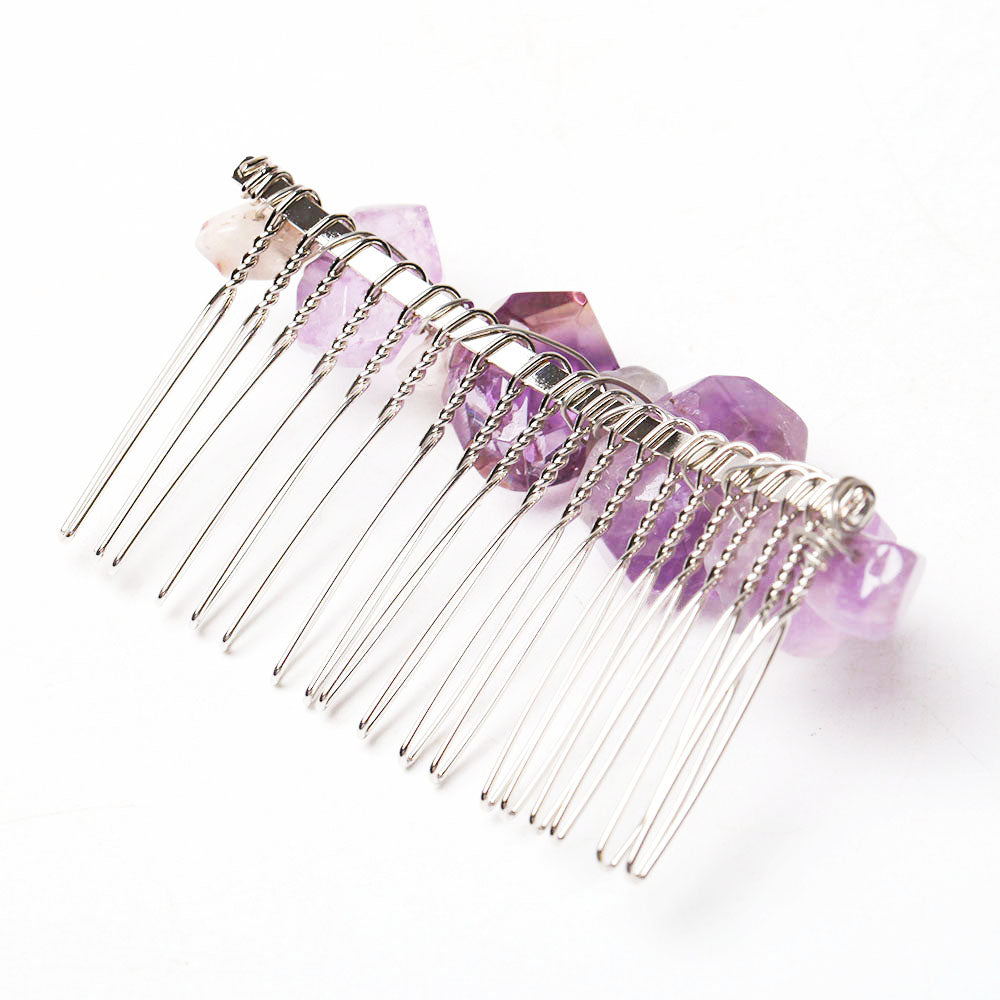 Amethyst Crystal Crown Comb 3in for Chakra Healing
