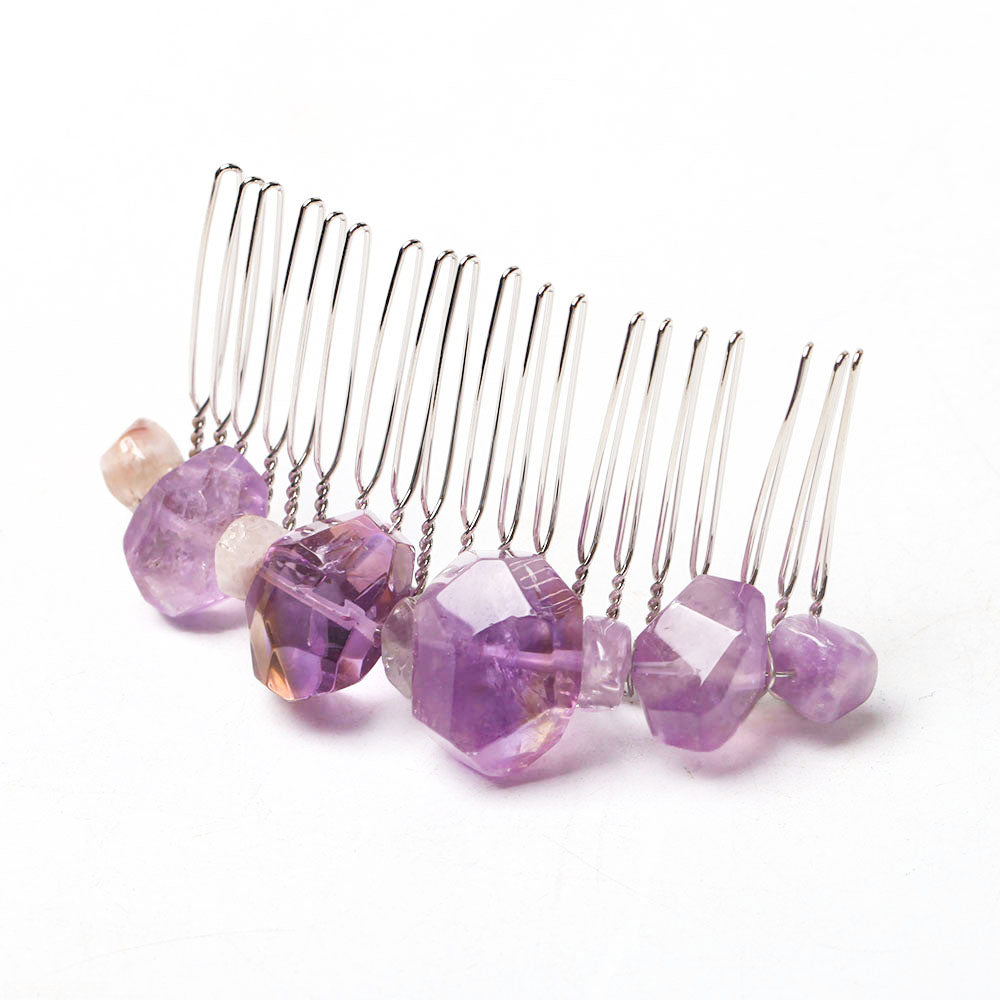 Amethyst Crystal Crown Comb 3in for Chakra Healing