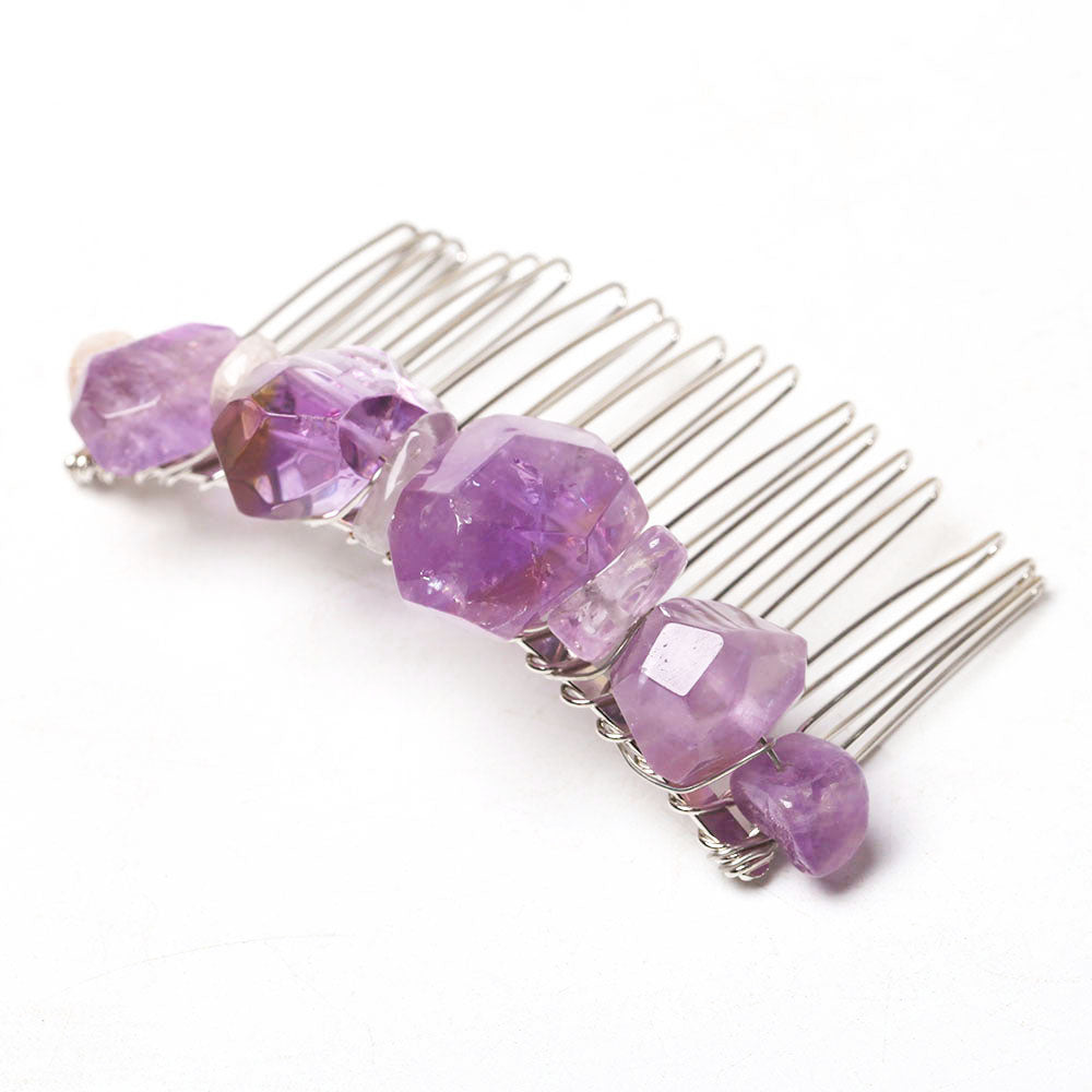Amethyst Crystal Crown Comb 3in for Chakra Healing