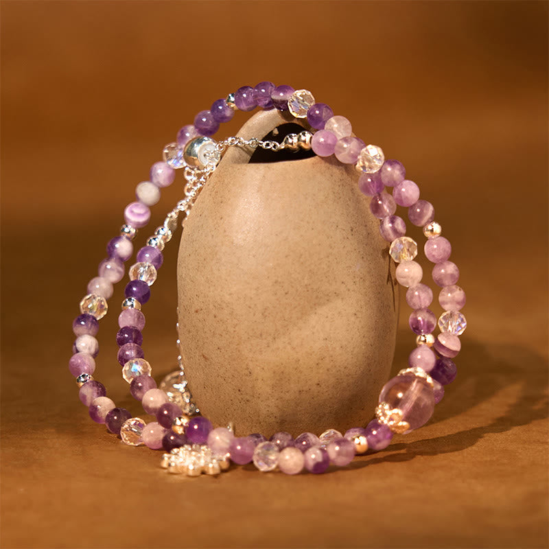 Amethyst Crystal Double Wrap Bracelet Spiritualiteit