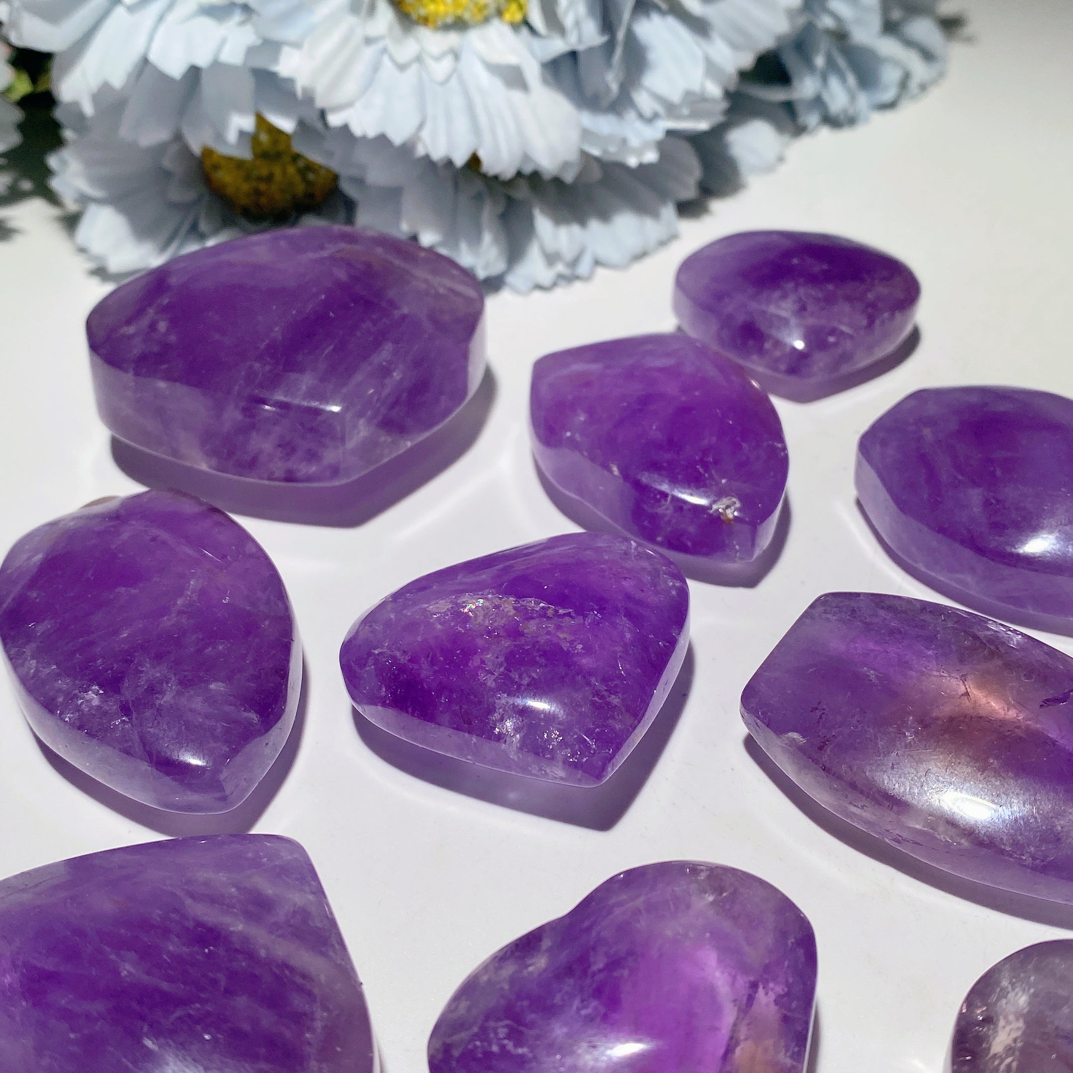 Amethyst Crystal Hearts 1.4-2.5" Free Form & Heart Shapes