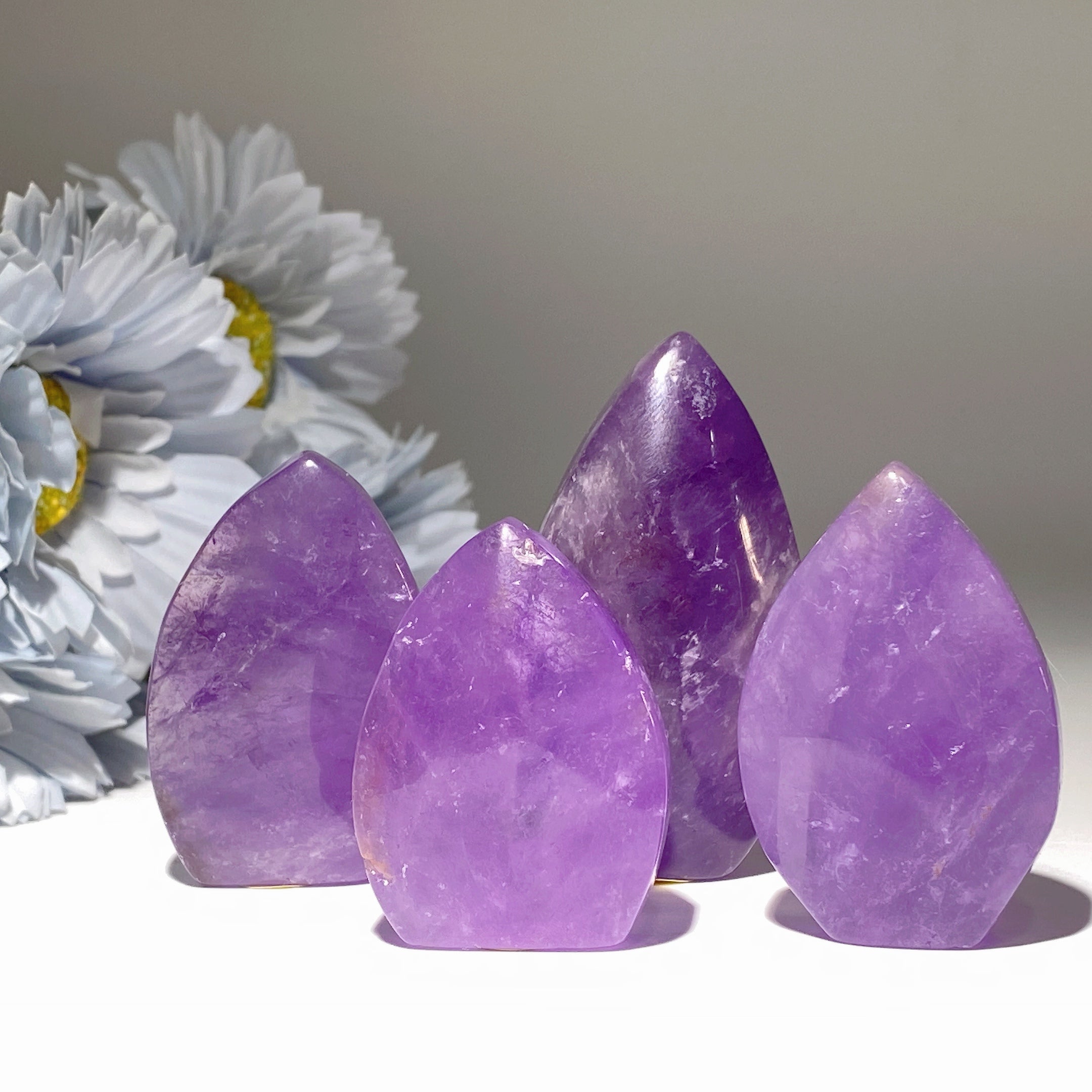 Amethyst Crystal Hearts 1.4-2.5" Free Form & Heart Shapes