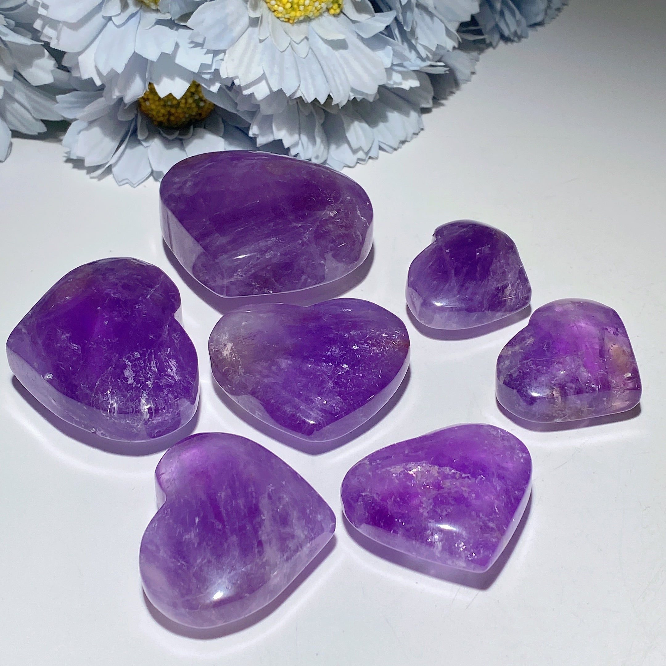 Amethyst Crystal Hearts 1.4-2.5" Free Form & Heart Shapes